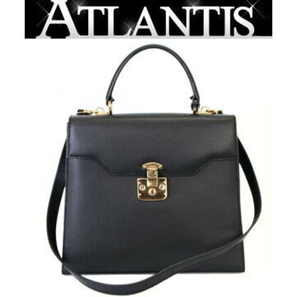 Gucci Lady Lock 2way Handbag Leather Black